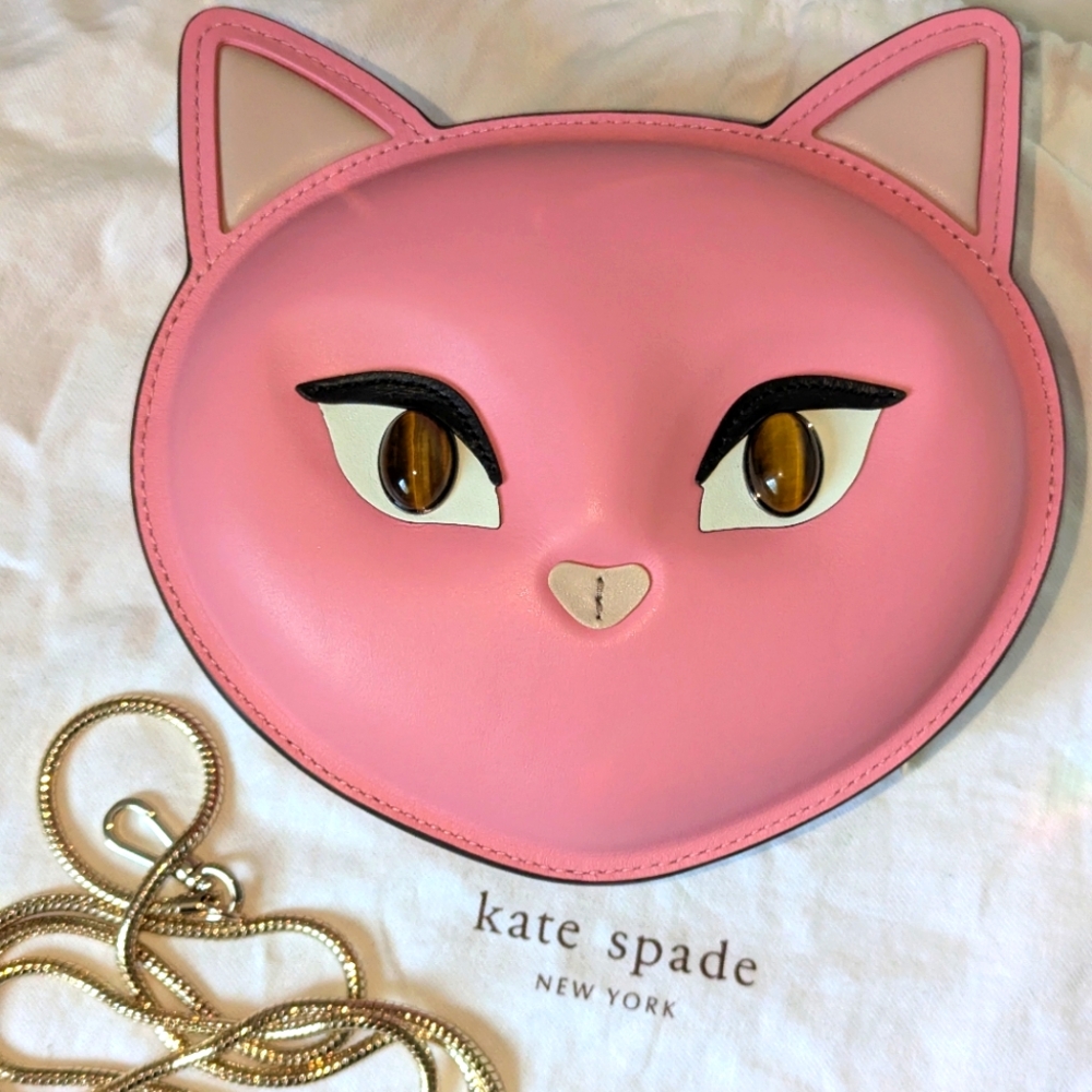 Kate Spade "Cats" Feline Face Crossbody Bag - Pink/Like new w/dust bag - Picture 7 of 16
